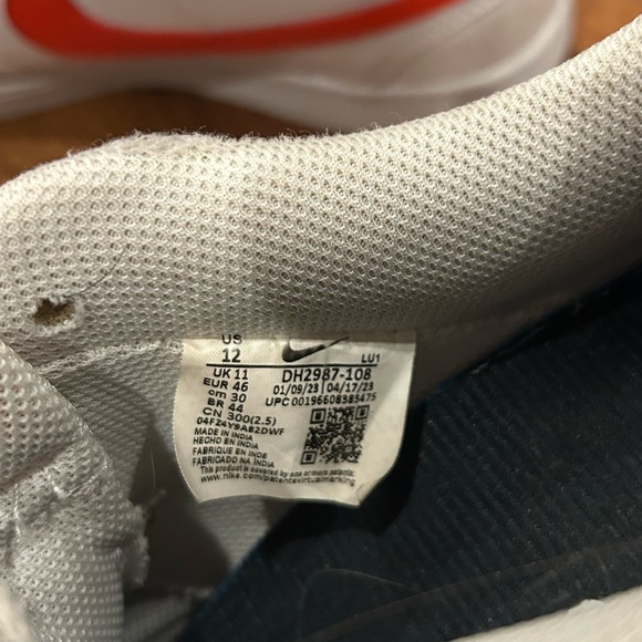 Nike Court Vision Mens Red White Low Size 12 Casual Sneakers - Picture 6 of 7